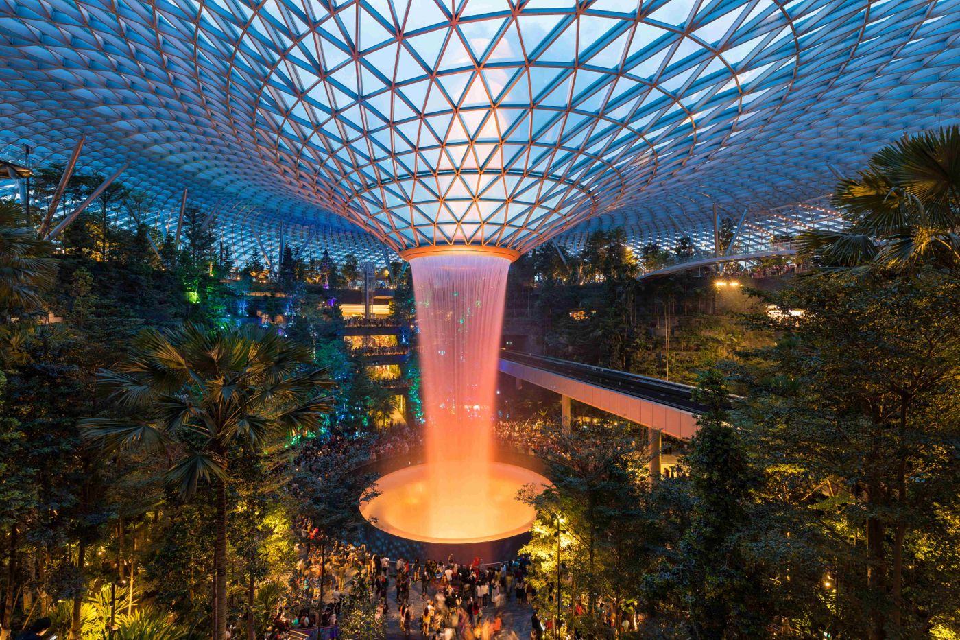 Changi Airport with green landscape and magical sparkle