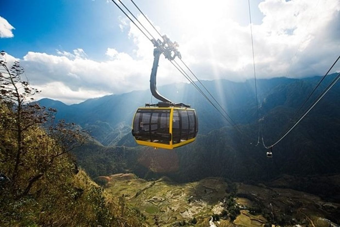 The cable car system to Mount Fansipan in the midst of the cloud sea.