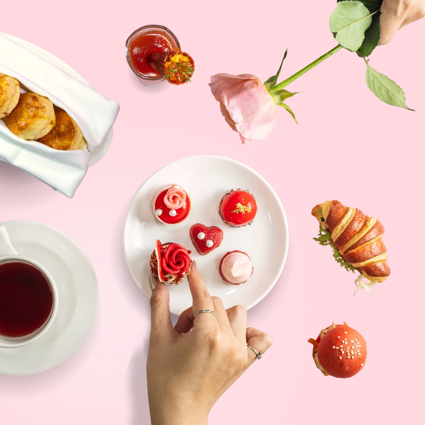 Les Roses Afternoon Tea set can be enjoyed throughout the month of February. Photo by @InterContinental Saigon