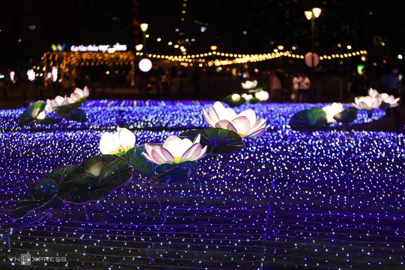 Colorful LED lights at Bach Dang Wharf