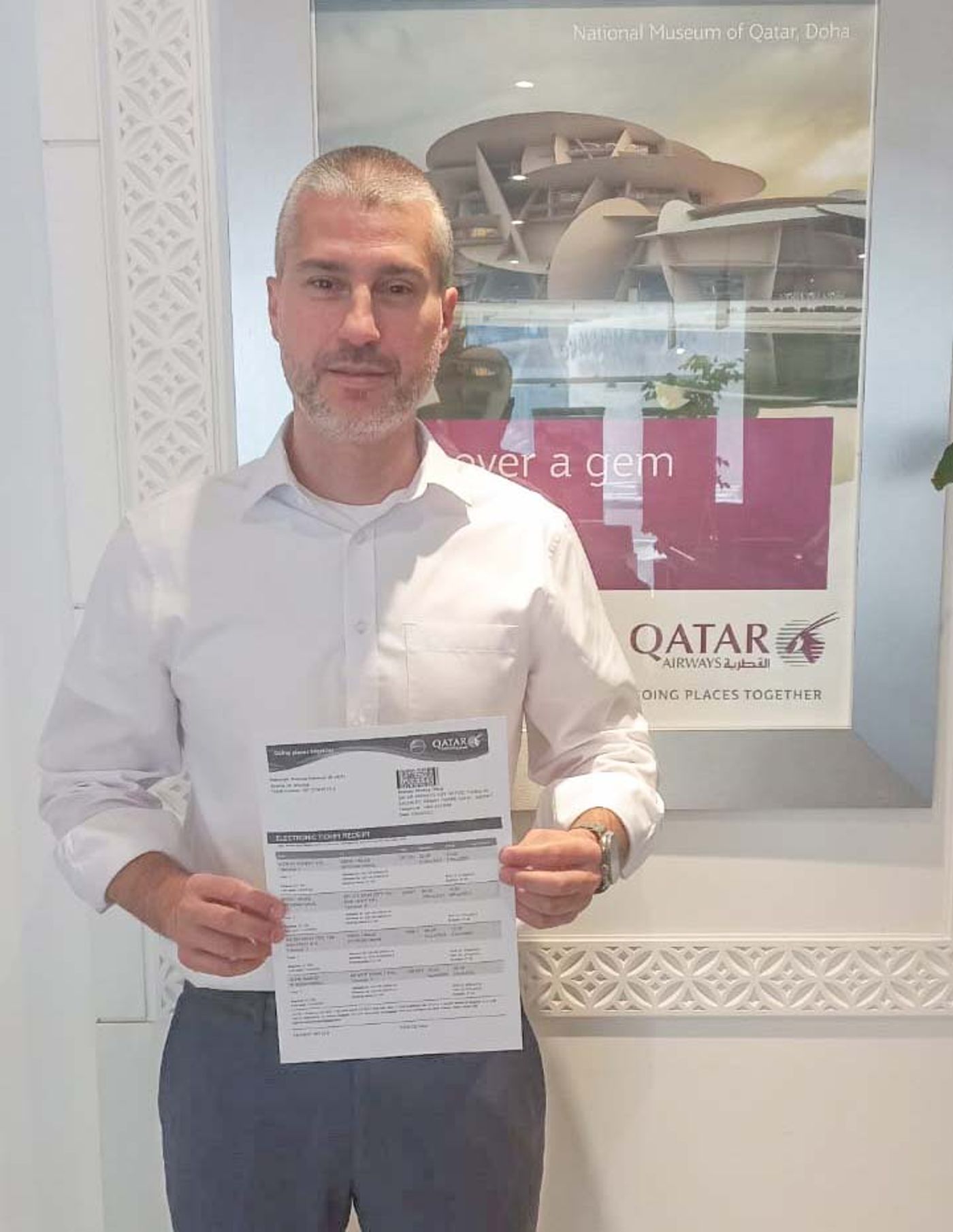 Qatar Airways awarded the international flight to Mr. Mahmoud Mohamed M. Rasheed - the lucky winner's son. Qatar Airways awarded the international flight to Mr. Mahmoud Mohamed M. Rasheed - the lucky winner's son.